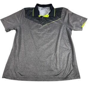 Nike Golf Tour Performance Dri-FIT Polo Shirt‎ Mens Large Gray Black Neon